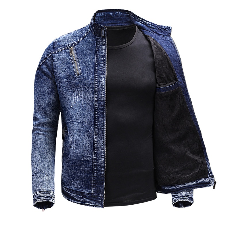 ActiveGo 2022 Primavera Otoño Nueva Chaqueta para Hombre Moda Estilo Europeo y Americano Casual Elástico Lavado Denim Top_voghion.com