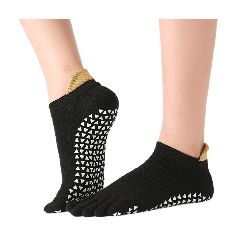 001 Professionelle, rutschfeste, mittelhohe Baumwoll-Sportsocken für Damen mit fünf Zehen, ideal für Yoga und Yoga._voghion.com