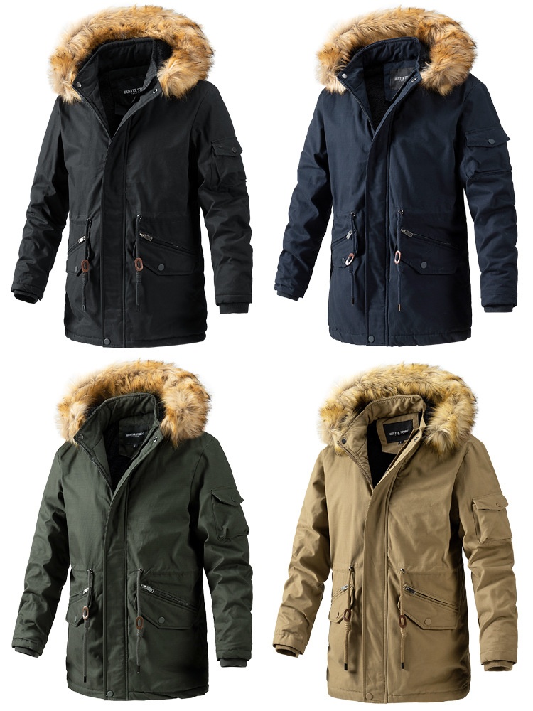 ActiveGo ActiveGo Autunno Inverno Transfrontaliero Europeo Americano Lungo Lavato Foderato in Pile Casual Cappotto Commercio Estero Giacca da Uomo All'ingrosso_voghion.com