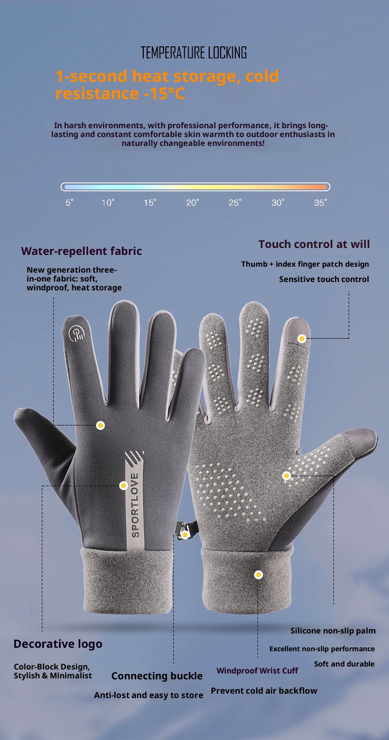 Gants d'extérieur chauds ActiveGo pour hommes et femmes, coupe-vent, imperméables, d'hiver, en velours antidérapant et tactile pour la moto_voghion.com