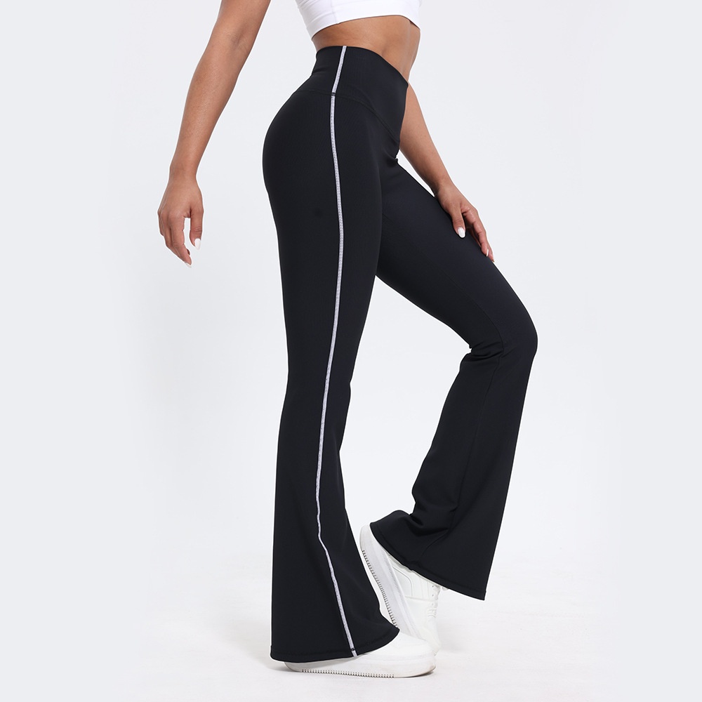 Pantalon de yoga taille haute pour femme, effet push-up, idéal pour le fitness, la course à pied et l'entraînement en extérieur. Coupe évasée et amincissante._voghion.com