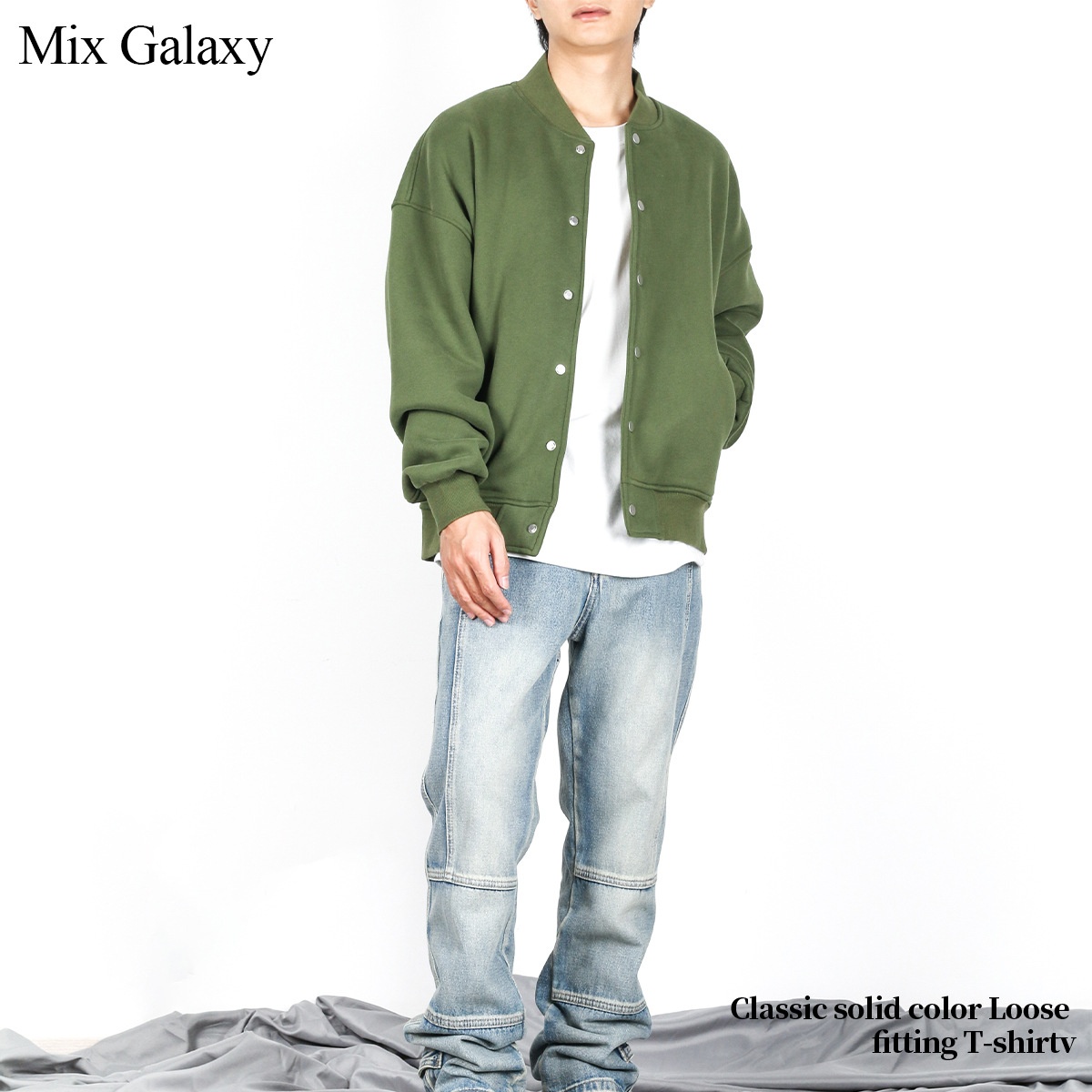 ActiveGo ActiveGo MIX Men's Clothing 2025 Autumn Winter Fleece Solid Color Baseball American Retro Trendy Brand Flight Jacket Fog Coat Top_voghion.com