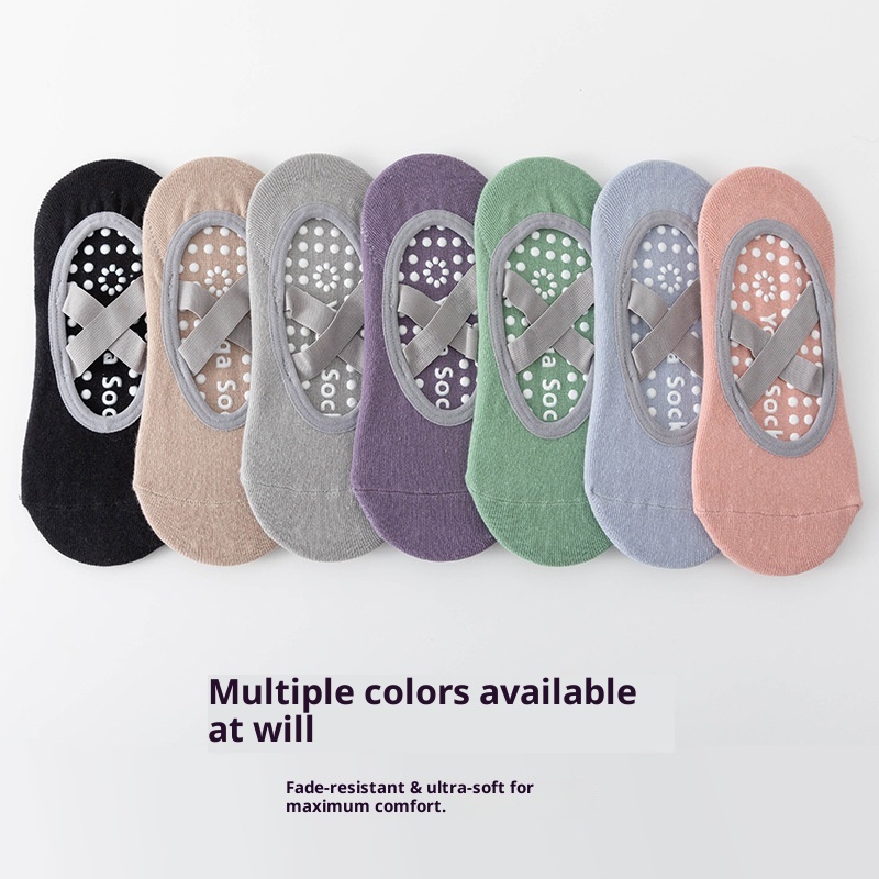 001 Yoga Home Exercise Floor Socks Cross Strap Non-Slip Heel Grips Dotted Anti-Slip Pilates Silicone Indoor Fitness_voghion.com