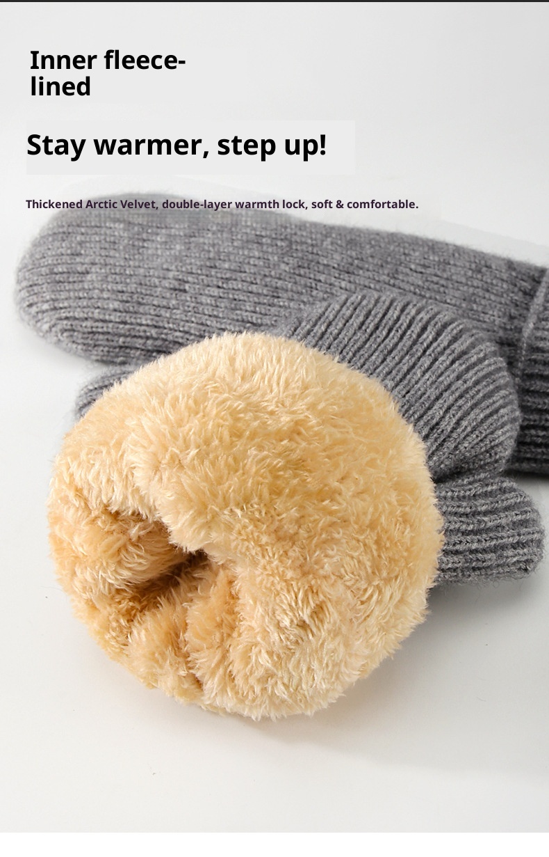 ActiveGo Women's Fleece-Lined Thick Knitted Double-Layer Warm Ski Gloves Outdoor Cycling Mittens_voghion.com