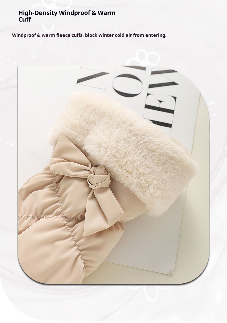 ActiveGo Winter Warm For Women Outdoor Cycling Fleece Lined Thickened Windproof Cold-Proof Touchscreen Cloud Velvet Bowknot Ski_voghion.com