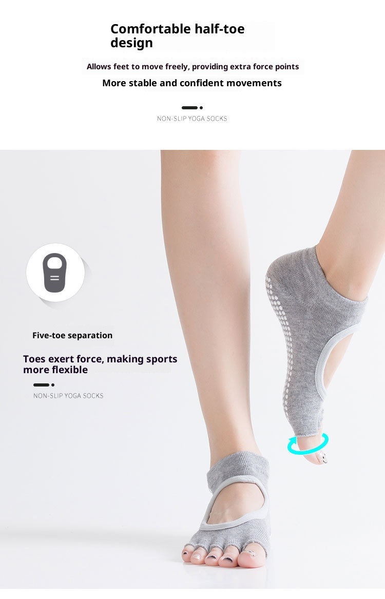 001 In Stock Direct Shipping Korean Hot Sale Open Back Yoga Five Toe Pointed Yogo Fitness Non-Slip Floor Socks_voghion.com