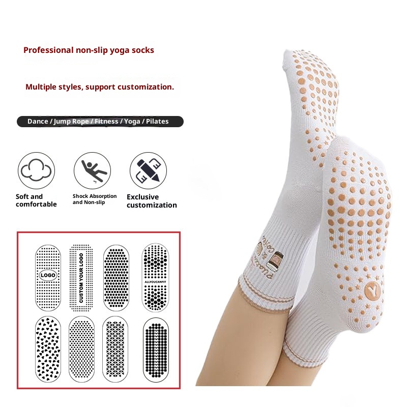 Chaussettes de sport au sol à cinq orteils, antidérapantes et confortables, style professionnel, pour le yoga et le Pilates (modèle 001), avec pantalon requin mi-mollet._voghion.com
