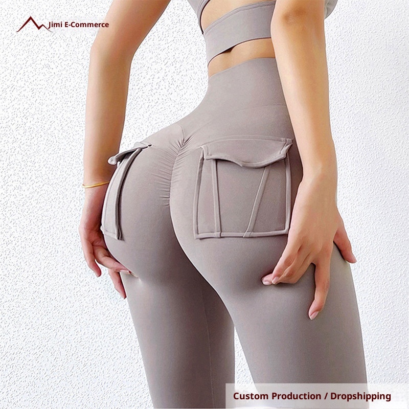 001 Pocket Peach Butt Lifting Fitness For Women High Waist Hip Lift Running Tight Sports Training Yoga Long Pants Tummy_voghion.com