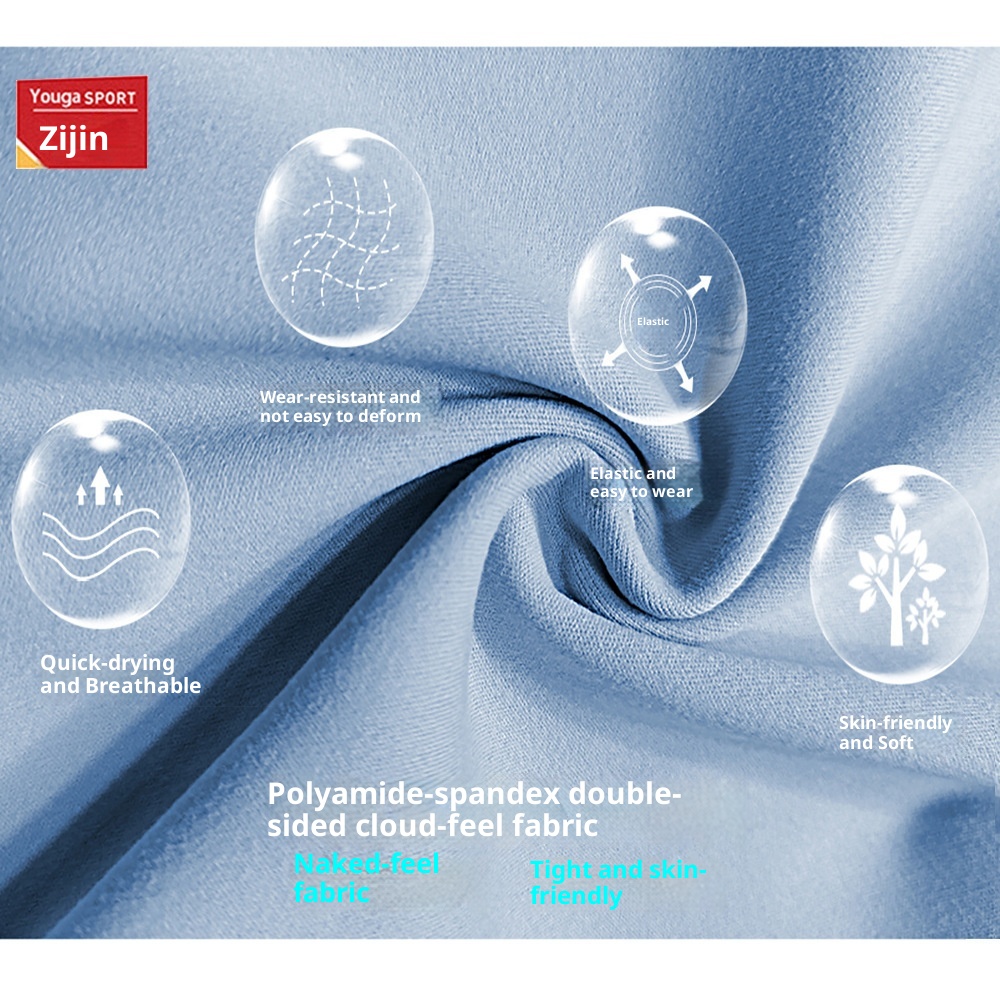 001 Abbigliamento sportivo fitness con cerniera posteriore e imbottitura per il torace, sensazione di nudità, sollevamento fianchi, yoga ad asciugatura rapida_voghion.com