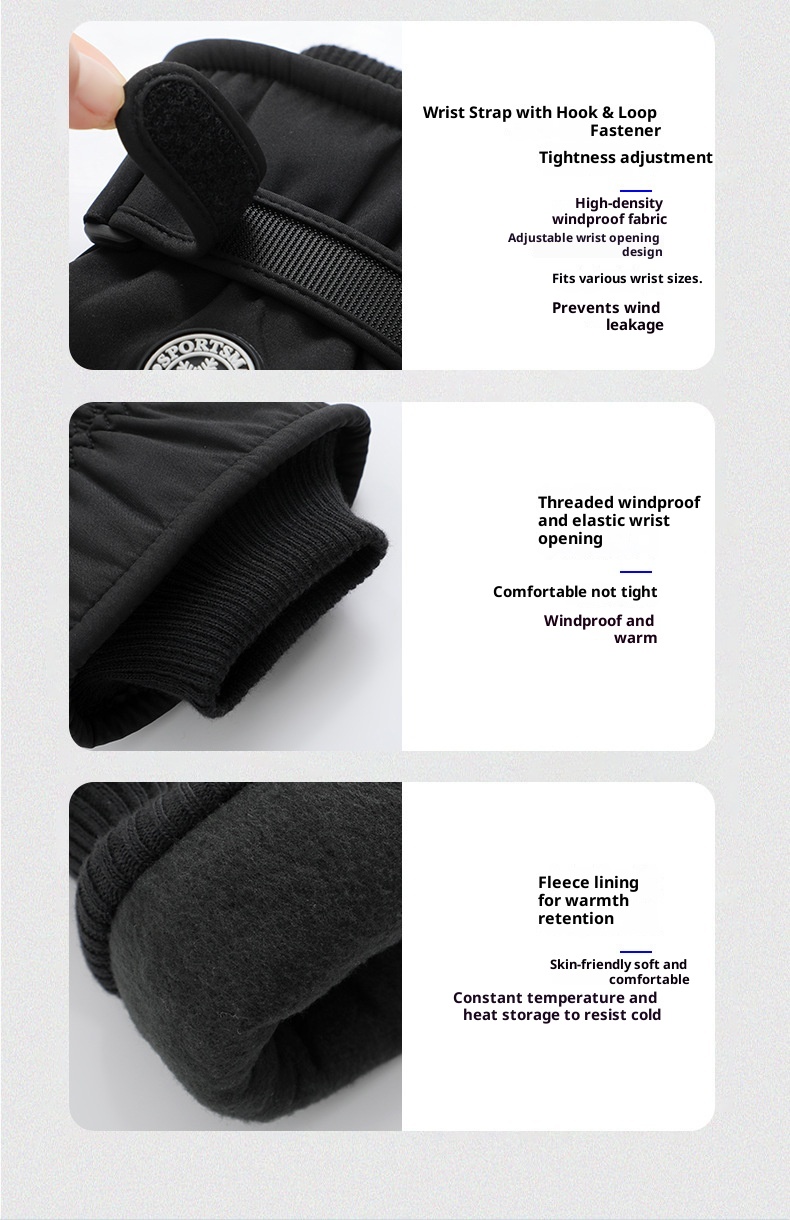 ActiveGo Warm für Damen und Herren, Winterfleece-gefüttert, dick, winddicht, wasserdicht, für Outdoor-Sportarten wie Radfahren, E-Bike-Fahren und Skifahren_voghion.com