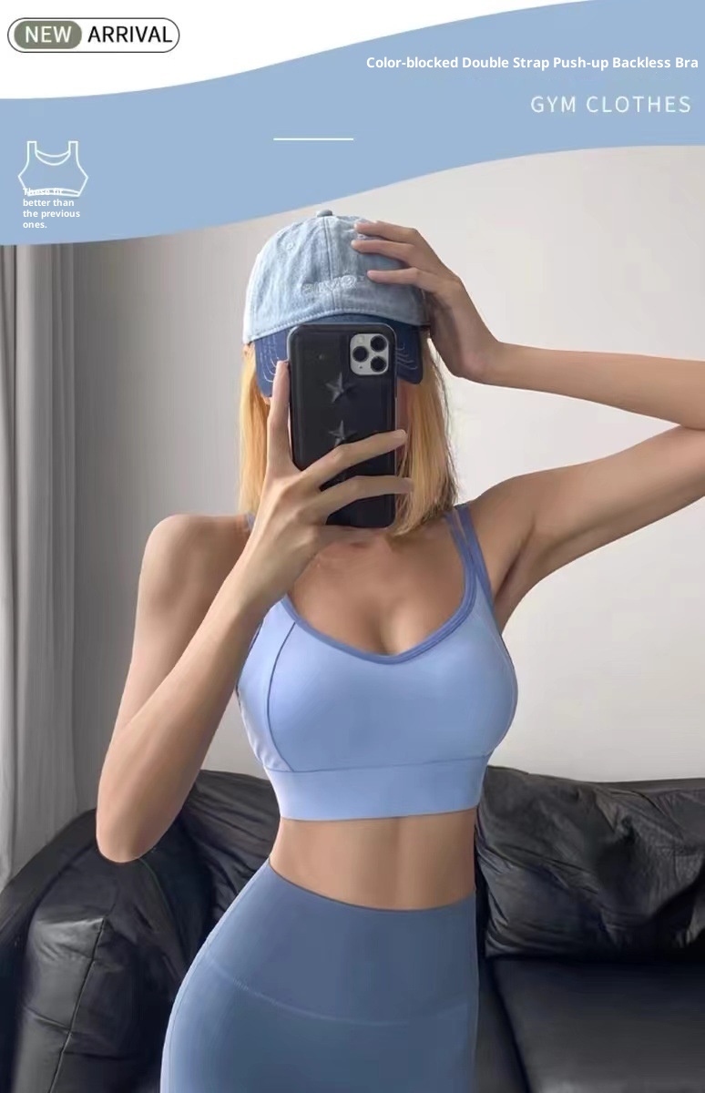 Top deportivo push-up para mujer, resistente a impactos, ideal para correr, entrenar y hacer ejercicio. Diseño de espalda de una pieza tipo top tipo sujetador deportivo para yoga._voghion.com