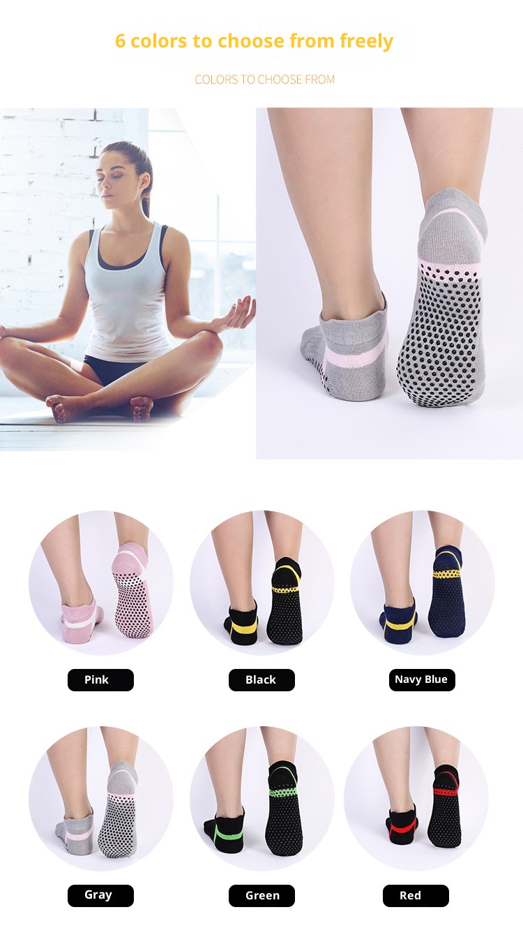 Chaussettes de yoga d'hiver 001 pour femmes, antidérapantes et respirantes, chaudes et confortables, en coton, avec picots adhésifs. Idéales pour le sport et les loisirs._voghion.com