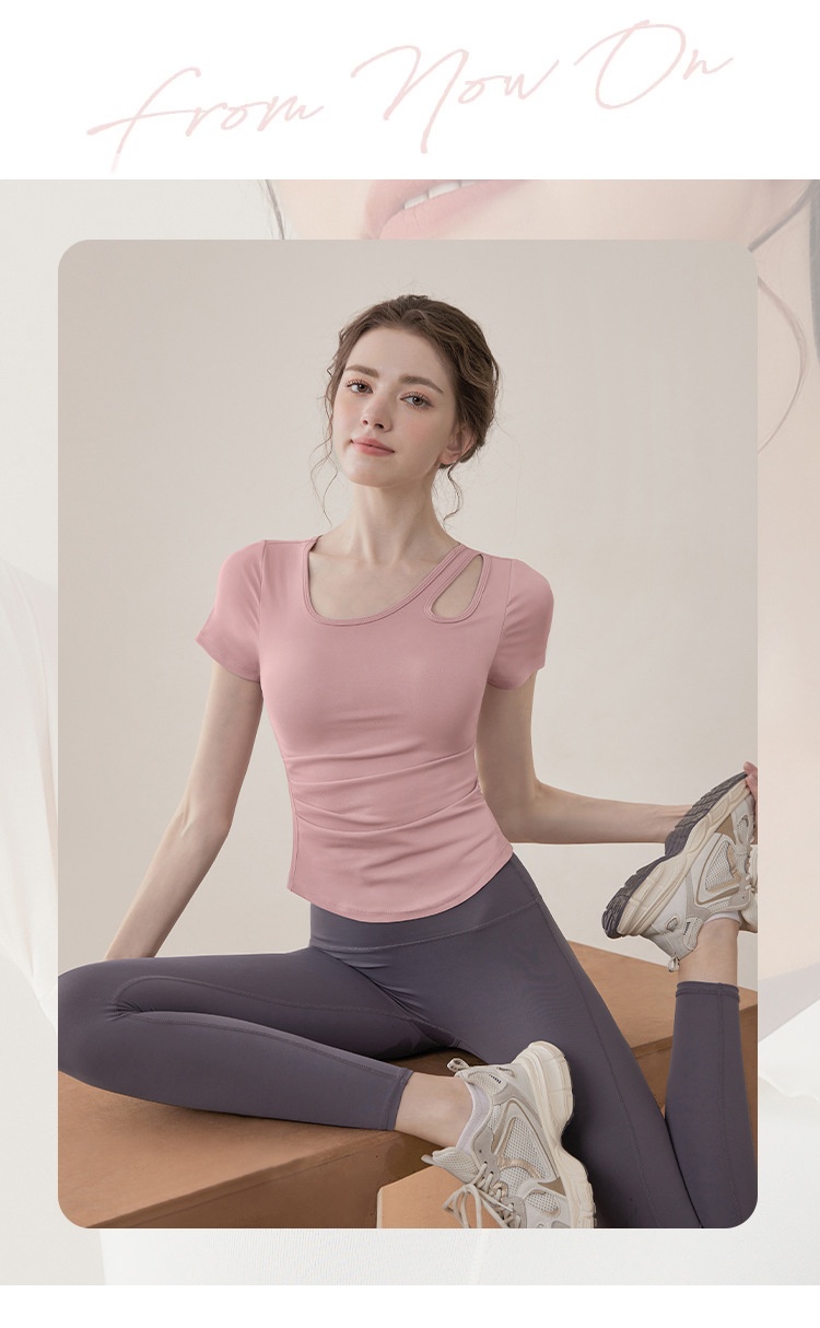 001 Training Advanced Pilates Yoga Abbigliamento fitness da donna Nuovo top sportivo a maniche corte traspirante e confortevole_voghion.com