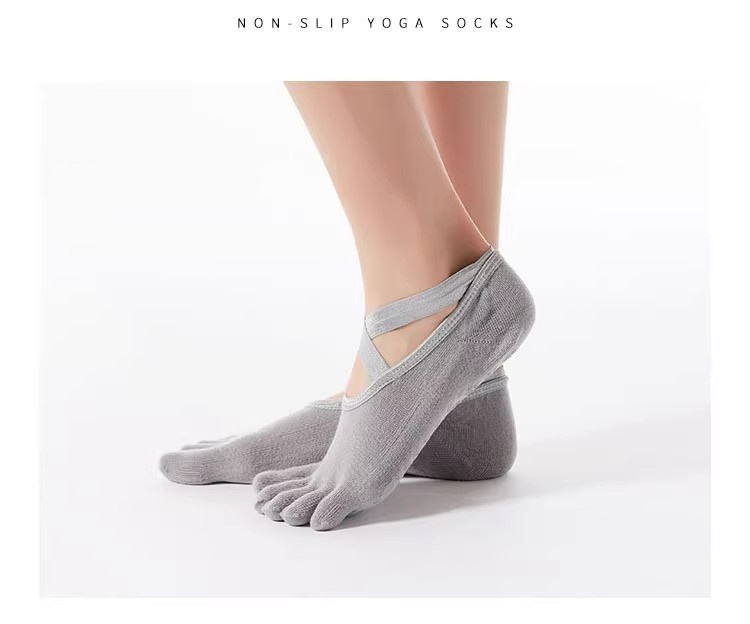 001 Großhandel Neue Zehenkreuzsocken für Damen, rutschfest, Sport, Yoga, einfarbig, offene Rückseite, Fünf-Zehen-Socken_voghion.com