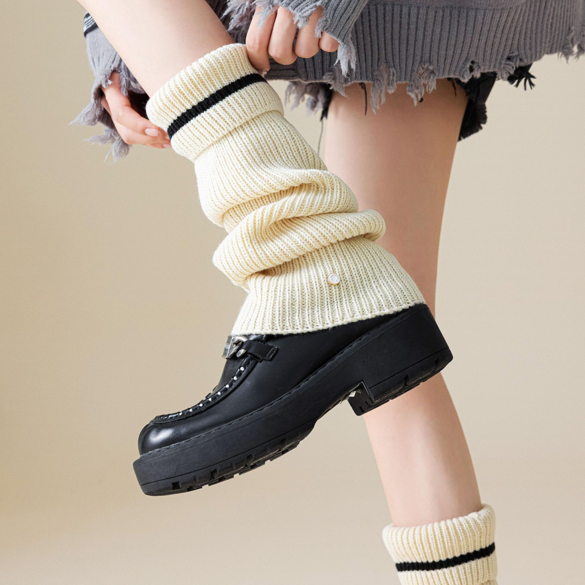 001 001 Calzini lunghi da donna, caldi e spessi, per yoga, fitness e sport, autunno inverno_voghion.com