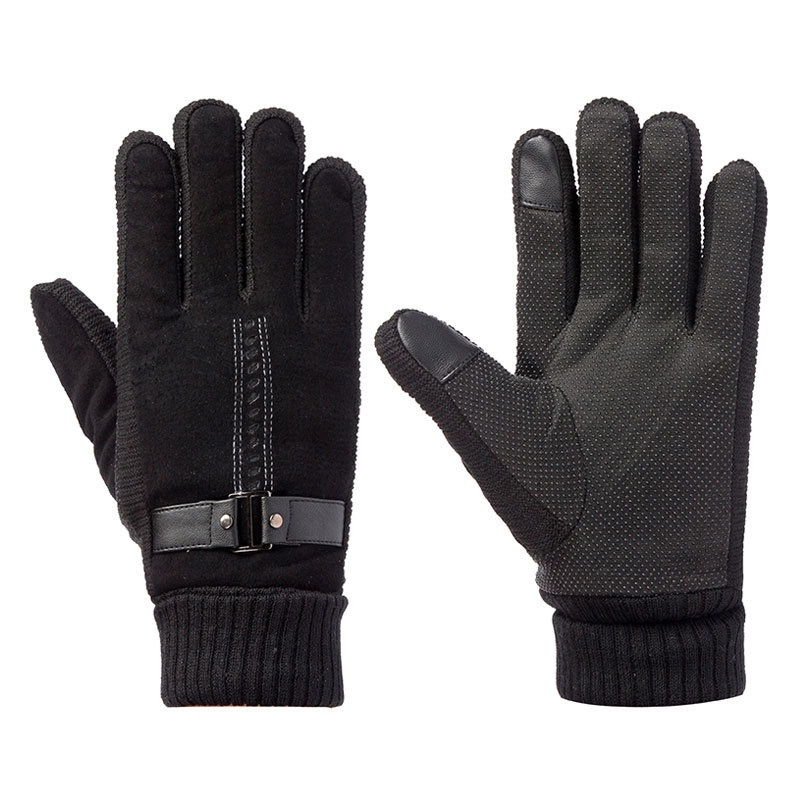 Guanti invernali ActiveGo in vera pelle per uomo e donna, spessi e foderati in pile, caldi guanti in cotone, antivento per ciclismo e sci all'aperto_voghion.com