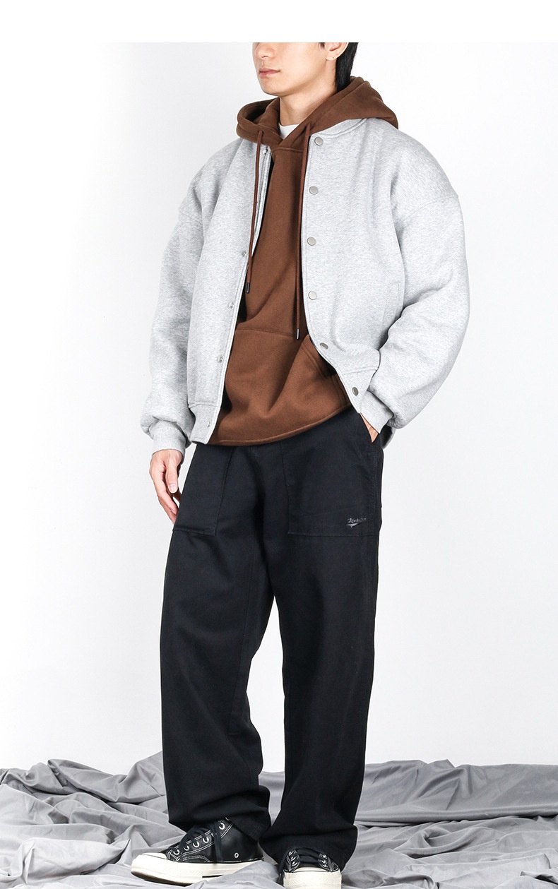 ActiveGo ActiveGo MIX Men's Clothing 2025 Autumn Winter Fleece Solid Color Baseball American Retro Trendy Brand Flight Jacket Fog Coat Top_voghion.com