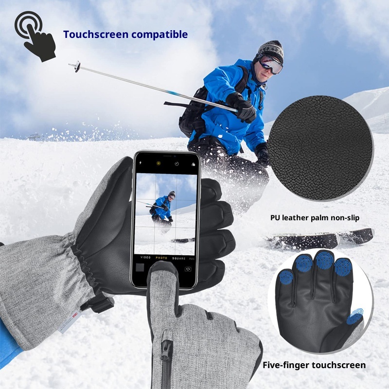 ActiveGo Cross-Border Cold-Proof Mountaineering Touchscreen Ski Cycling Anti-Freeze Winter Fleece-Lined Sports Thermal Gloves_voghion.com