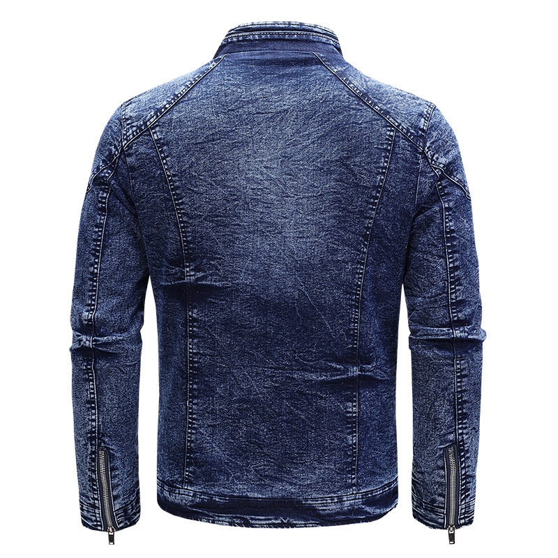 ActiveGo 2022 Primavera Otoño Nueva Chaqueta para Hombre Moda Estilo Europeo y Americano Casual Elástico Lavado Denim Top_voghion.com