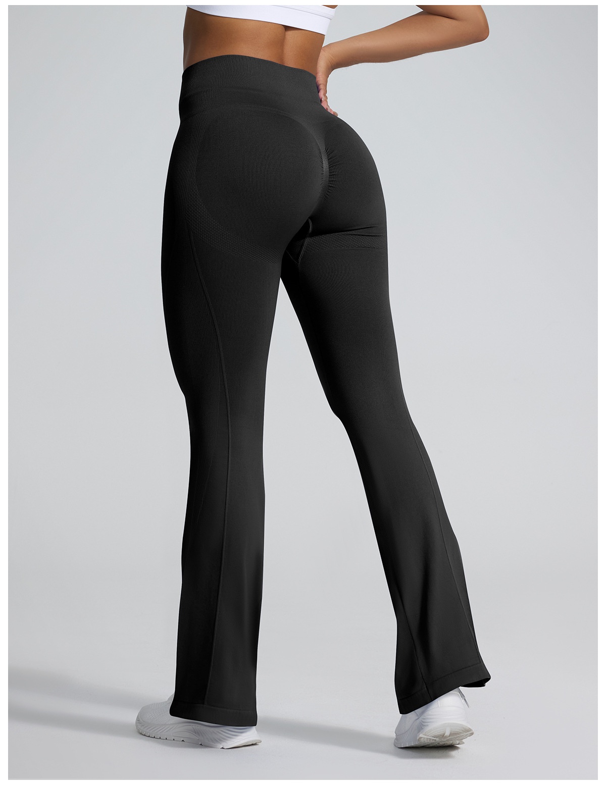 001 En stock Nouveau pantalon de sport évasé pour femme, effet push-up, coupe slim, jambes droites, jambes larges, idéal pour le fitness et le yoga_voghion.com