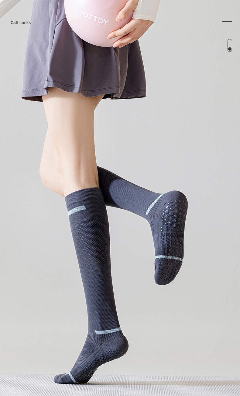 001 Yoga Women Non-Slip Professional Sports Calf Slimming Pilates Running Jump Rope Muscle Compression Socks_voghion.com