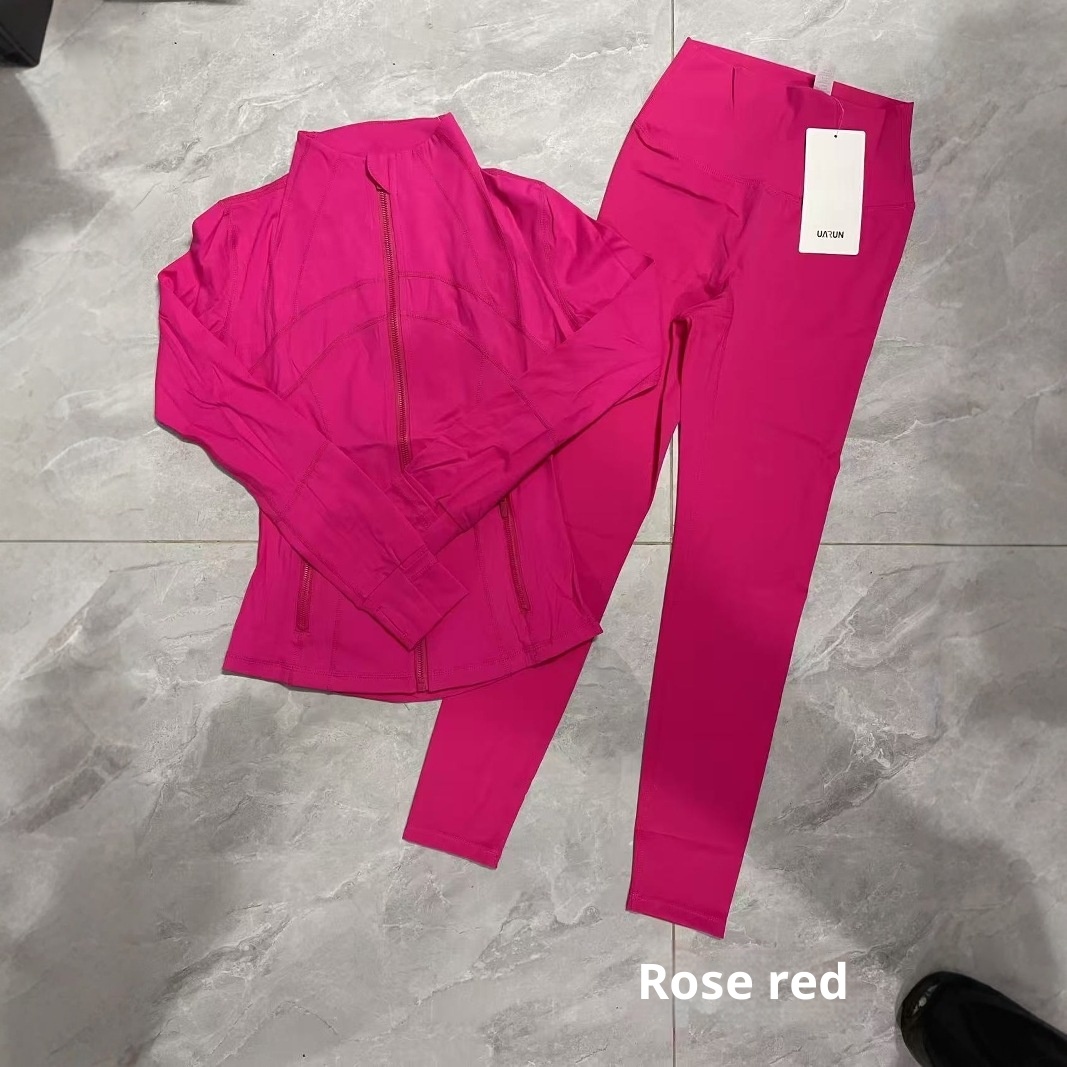 001 Disponibile Lulu Stesso Stile Giacca a Maniche Lunghe DF Set con Pantaloni a Nove Punti Slim Fit Abbigliamento Sportivo Yoga_voghion.com