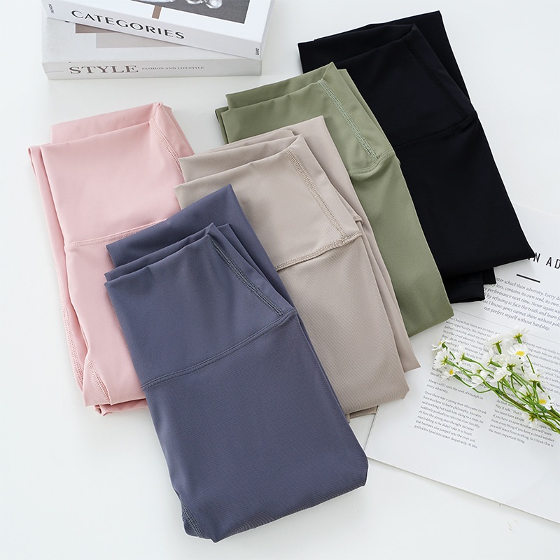 Legging de yoga Lulu Style couleur crème pour femme, effet seconde peau, taille haute, effet push-up, vêtement de sport moulant, sous-vêtement technique, séchage rapide_voghion.com