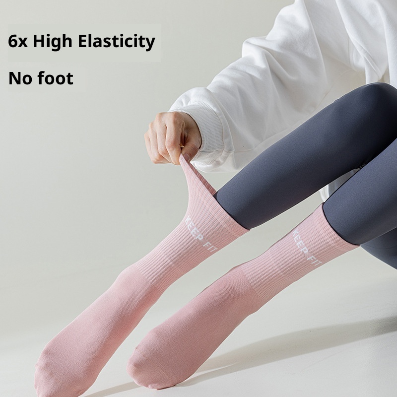 001 001 Yoga Non-Slip Professional Mid-Calf Pressure Pilates Fitness Dance Sports Anti-Pilling Cotton Socks Women_voghion.com