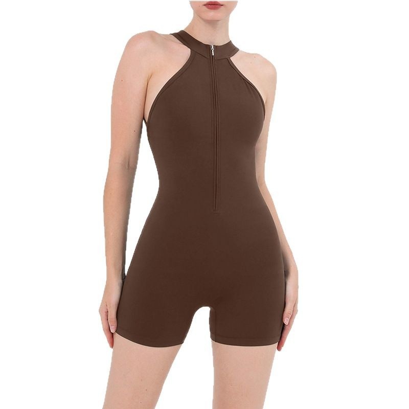 001 Abbigliamento sportivo fitness con cerniera posteriore e imbottitura per il torace, sensazione di nudità, sollevamento fianchi, yoga ad asciugatura rapida_voghion.com