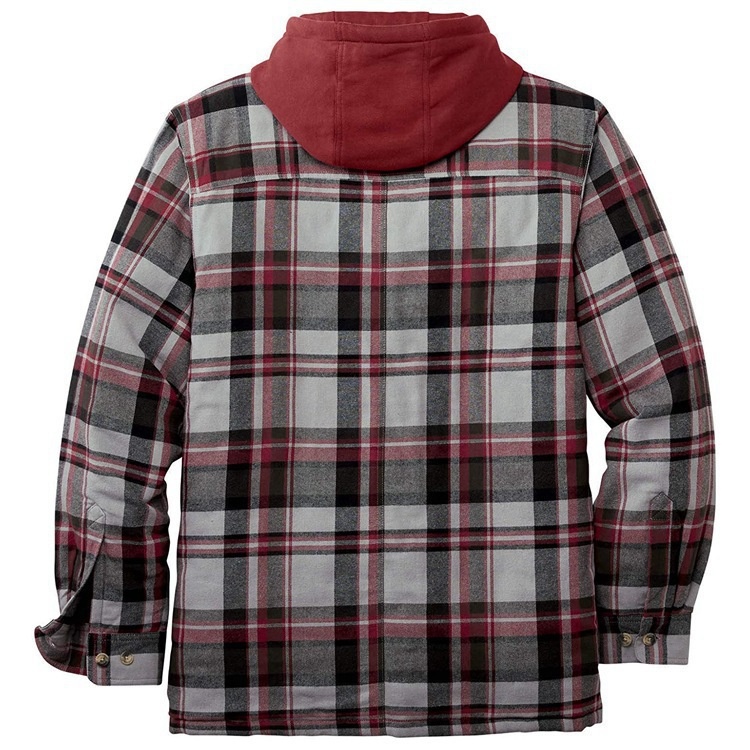 ActiveGo ActiveGo Commercio Estero Abbigliamento Uomo Stile Europeo e Americano Autunno Inverno Cotone Spesso Plaid Manica Lunga Largo Con Cappuccio_voghion.com
