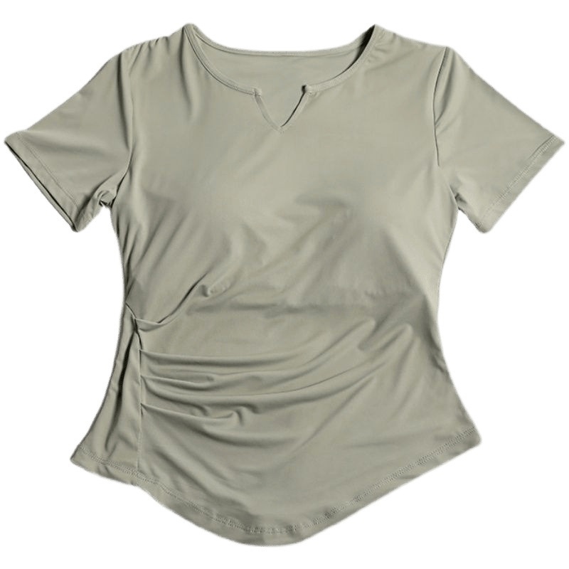 001 Yoga Shirt With Chest Pads For Women, Pilates Training, Running, Waist-Cinching, Short Sleeve Sports Top, Wholesale From_voghion.com