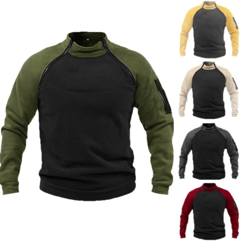 ActiveGo ActiveGo Fabricant transfrontalier européen-américain Sweat-shirt à col montant Printemps et automne Coupe ample à double manches Color Block_voghion.com