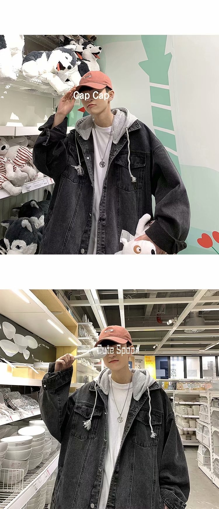 ActiveGo ActiveGo Men's Denim With Hood Korean Trendy Retro Brand European And Street American Handsome Hong Kong Style Jacket_voghion.com