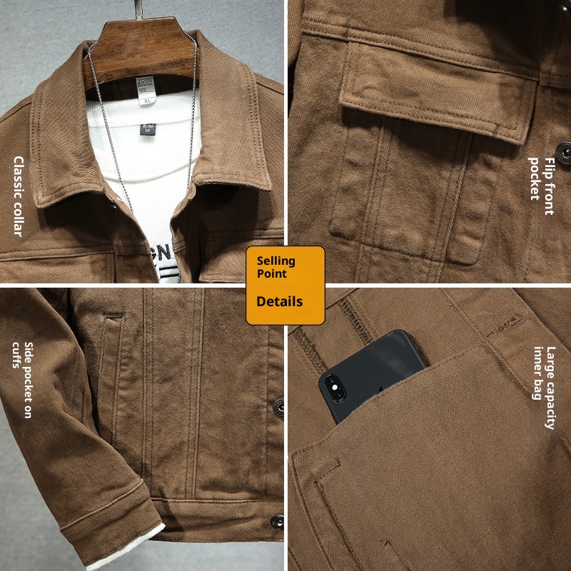 Chaqueta elástica ActiveGo 2025 para hombre, color negro, elegante, estilo europeo y americano, de mezclilla sencilla para primavera y otoño._voghion.com