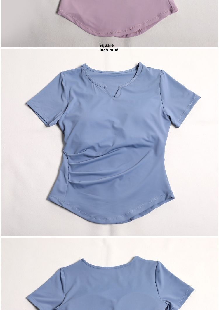 001 Yoga Shirt With Chest Pads For Women, Pilates Training, Running, Waist-Cinching, Short Sleeve Sports Top, Wholesale From_voghion.com