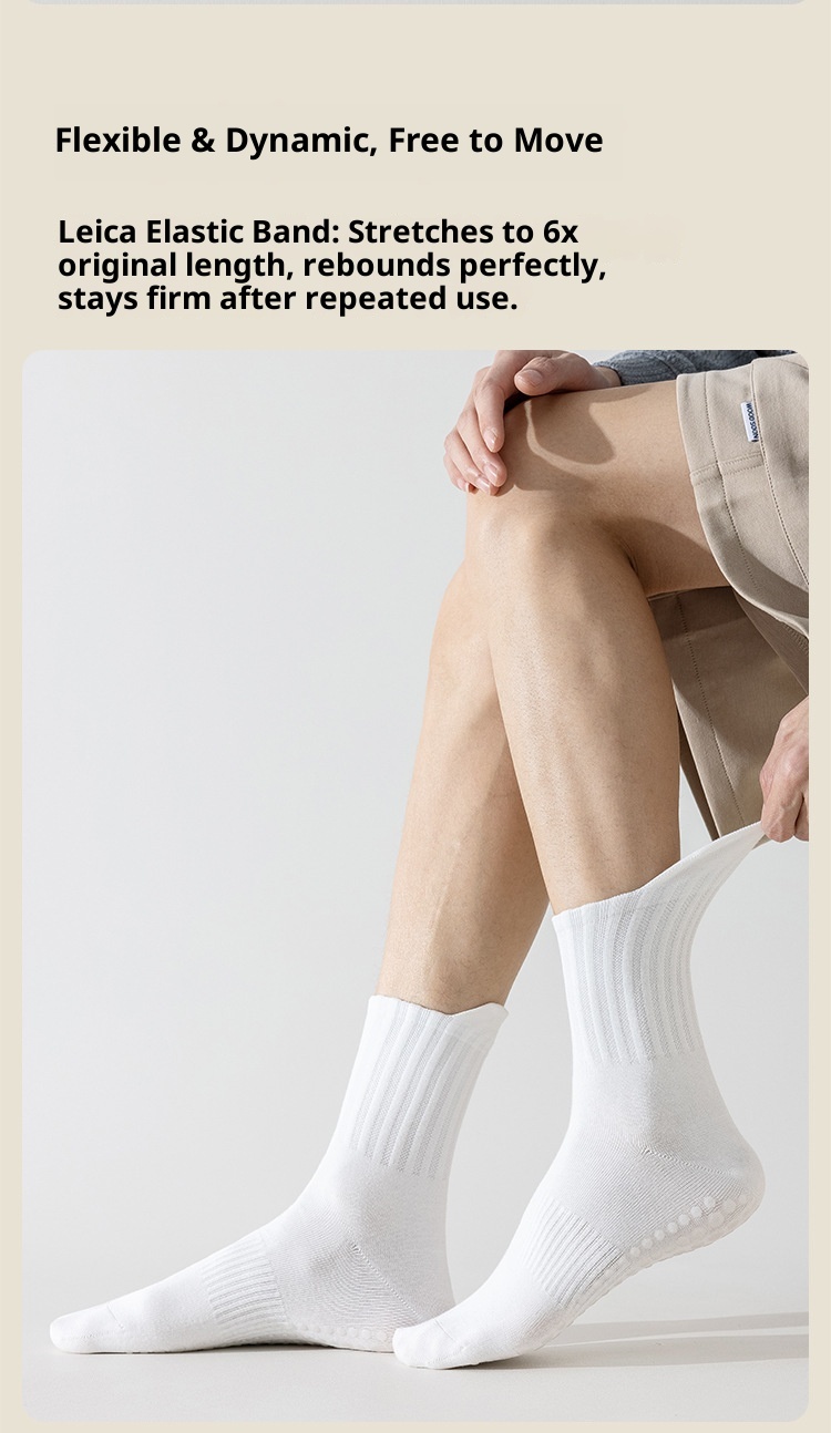 001 Rutschfeste Herren-Yogasocken aus Baumwolle, mittelhoch, schweißabsorbierend, deodorierend, für Pilates, Indoor-Training, geeignet für Erwachsene, Bodensocken_voghion.com