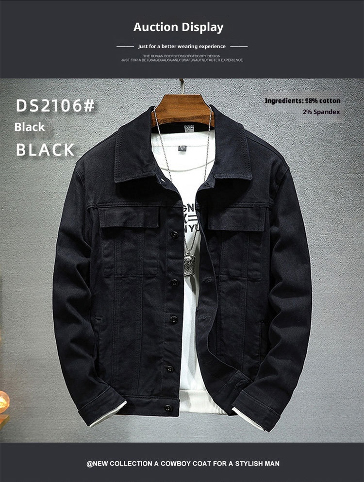 Chaqueta elástica ActiveGo 2025 para hombre, color negro, elegante, estilo europeo y americano, de mezclilla sencilla para primavera y otoño._voghion.com