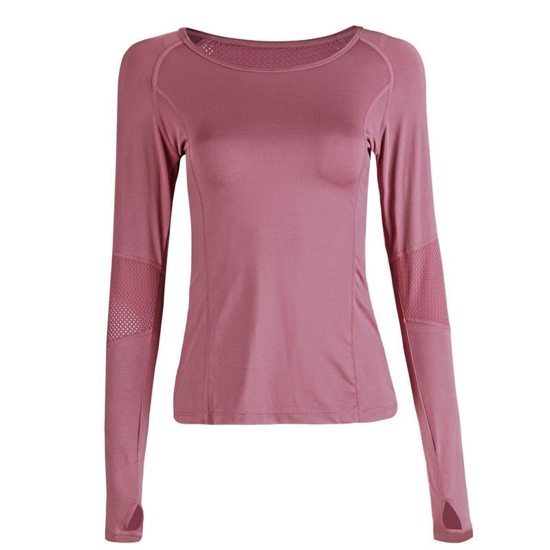 Camiseta deportiva larga de manga corta para entrenamiento, transpirable y de secado rápido 001 Yoga, corte ajustado, ideal para hacer ejercicio o correr._voghion.com