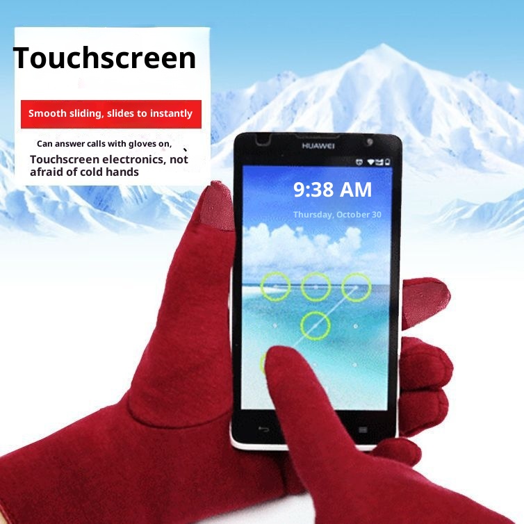 ActiveGo Winter Koreaanse versie Fleece-gevoerde warme, niet-vallende fleece dames outdoor ski- en elektrische fietshandschoenen met touchscreen_voghion.com