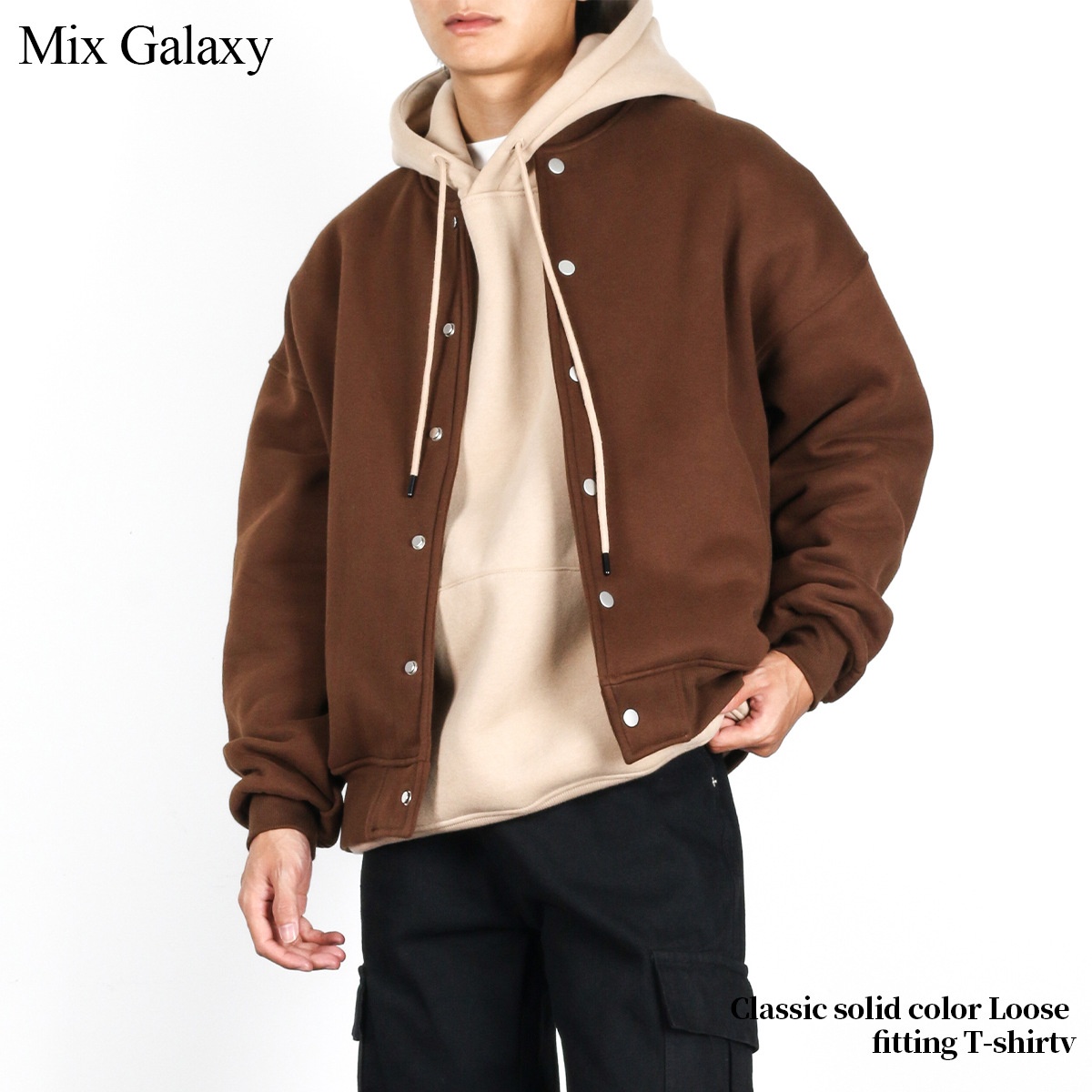 ActiveGo ActiveGo MIX Men's Clothing 2025 Autumn Winter Fleece Solid Color Baseball American Retro Trendy Brand Flight Jacket Fog Coat Top_voghion.com