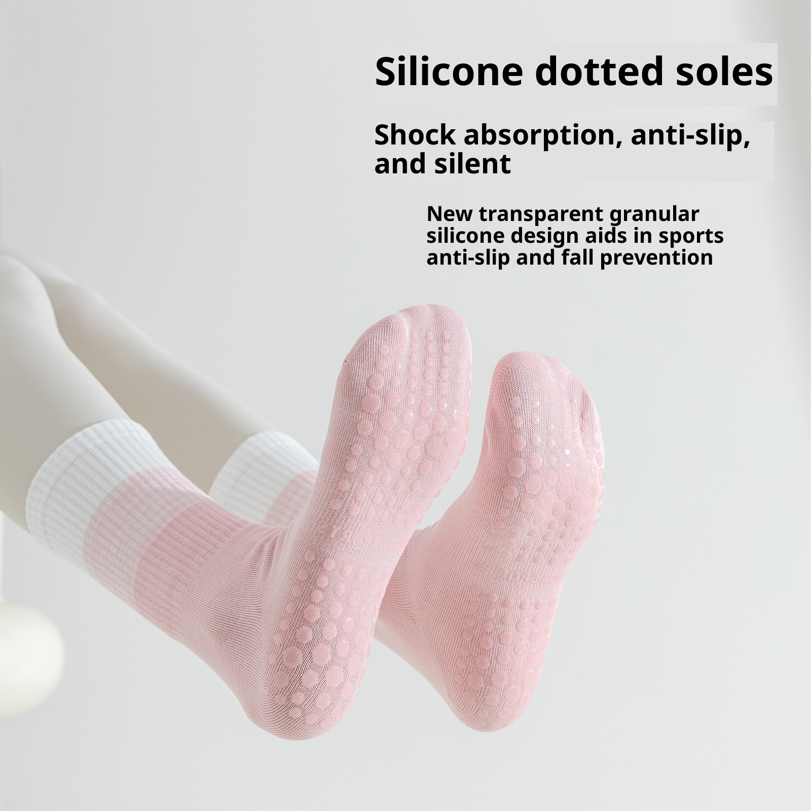 Chaussettes de sport Pilates mi-mollet pour femmes, idéales pour le printemps et l'automne, le fitness, la danse et le yoga. Antidérapantes et confortables._voghion.com