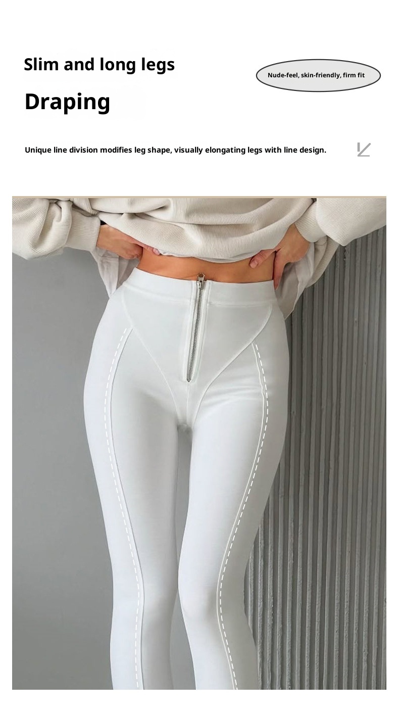 001 Pantaloni fitness con cerniera a vita alta transfrontalieri per donna, pantaloni da yoga ad asciugatura rapida, snellenti e per il sollevamento dei glutei, per sport all'aria aperta_voghion.com