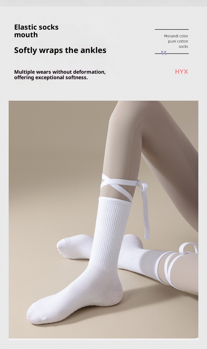 001 Calzini sportivi da yoga con lacci della serie Dopamine Color con suola antiscivolo per Pilates e danza indoor, a metà polpaccio_voghion.com