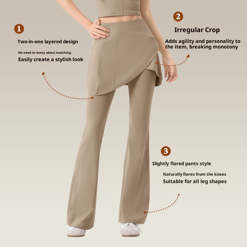 Ensemble deux pièces 001 pour femme : jupe évasée taille haute amincissante pour le sport en extérieur, le fitness, le Pilates et le yoga._voghion.com