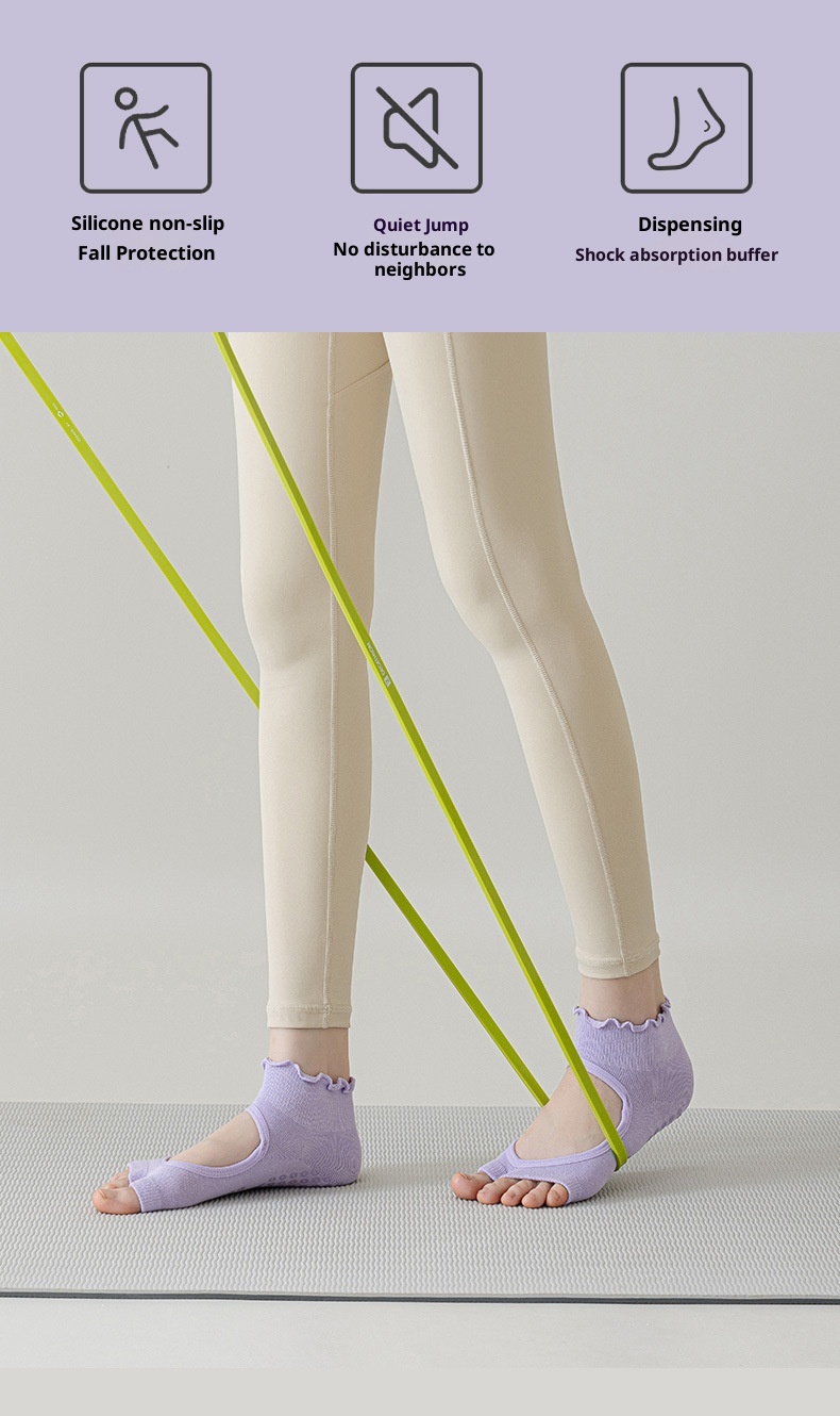 001 Calzini sportivi in pizzo con punta aperta, traspiranti, antiscivolo, per Pilates, Yoga, Fitness e Danza, in cotone, assorbenti e traspiranti_voghion.com