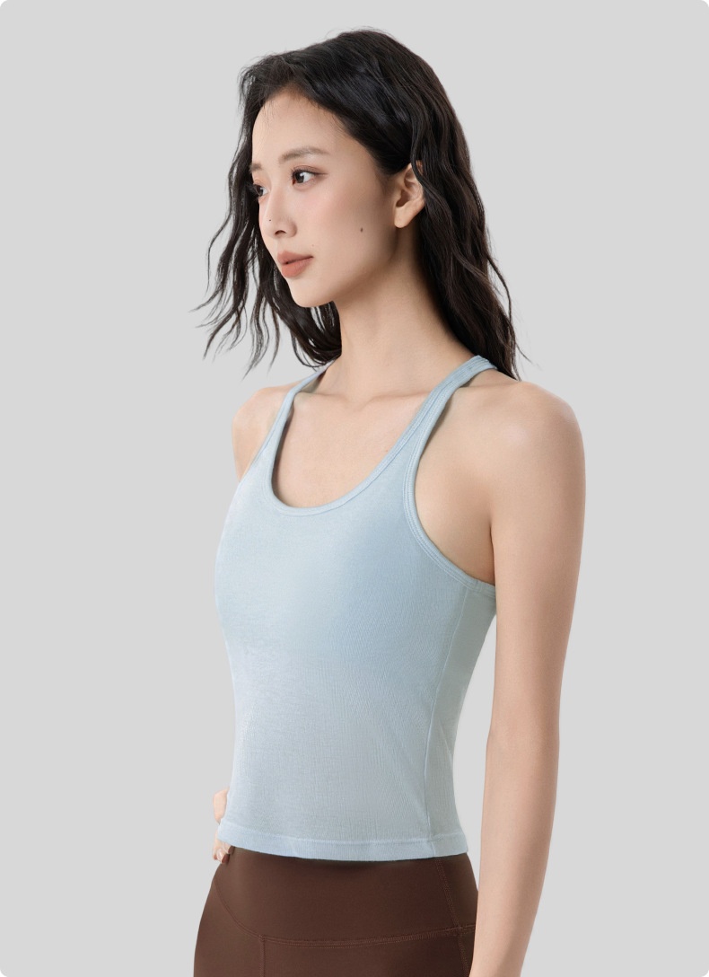 001 Yoga Suit For Women, High-End Layered Two-Piece Set, Breathable Long-Sleeve Top, Pilates Sports Vest With Chest Pads_voghion.com