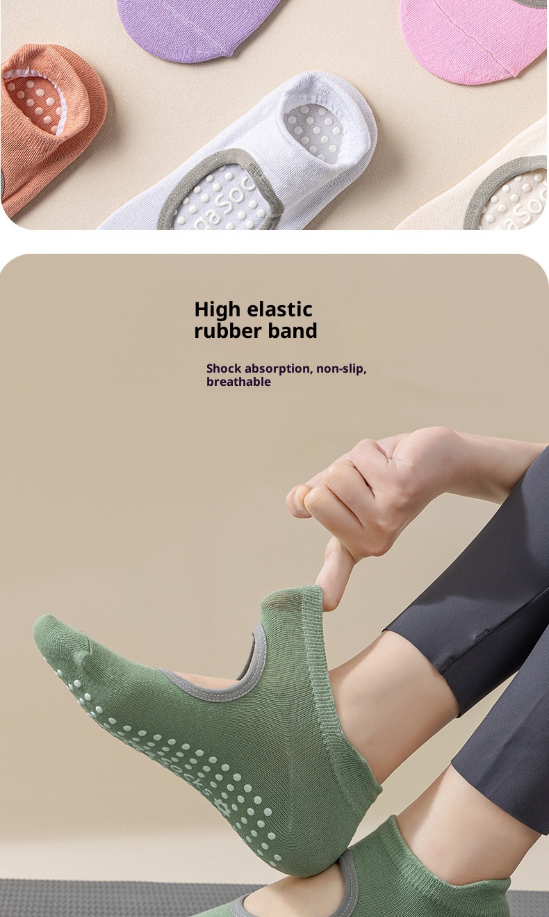 001 Professional Indoor Fitness Yoga Pilates Silicone Non-Slip Socks For Women Hollow Out Backless Breathable_voghion.com