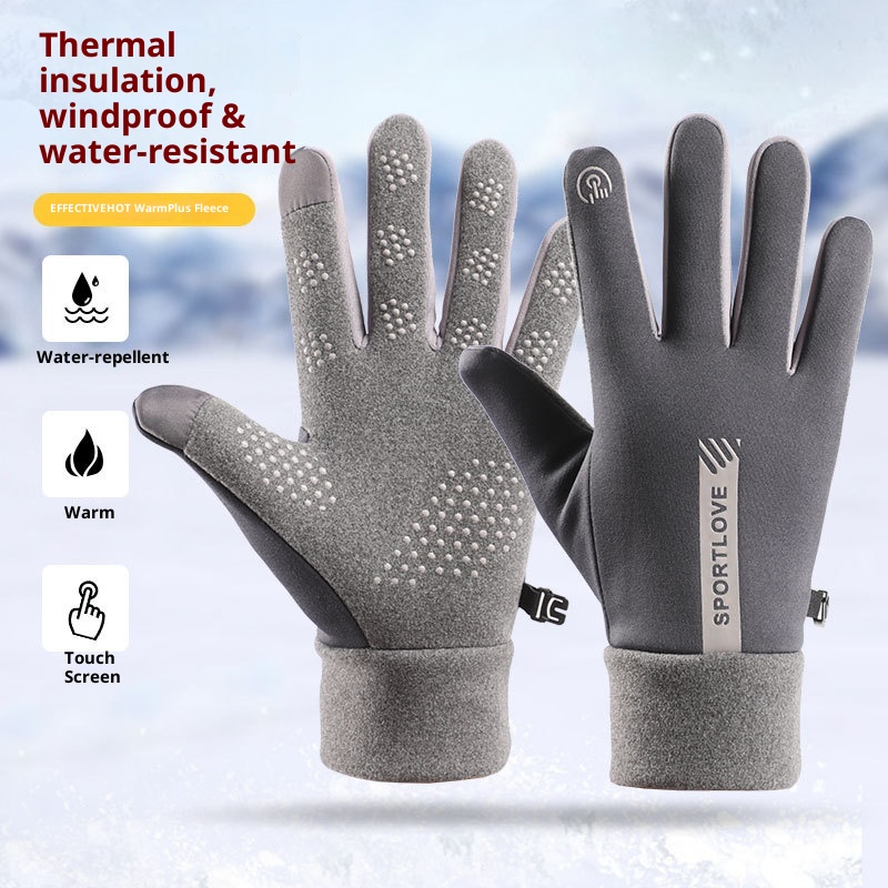 Gants d'extérieur chauds ActiveGo pour hommes et femmes, coupe-vent, imperméables, d'hiver, en velours antidérapant et tactile pour la moto_voghion.com
