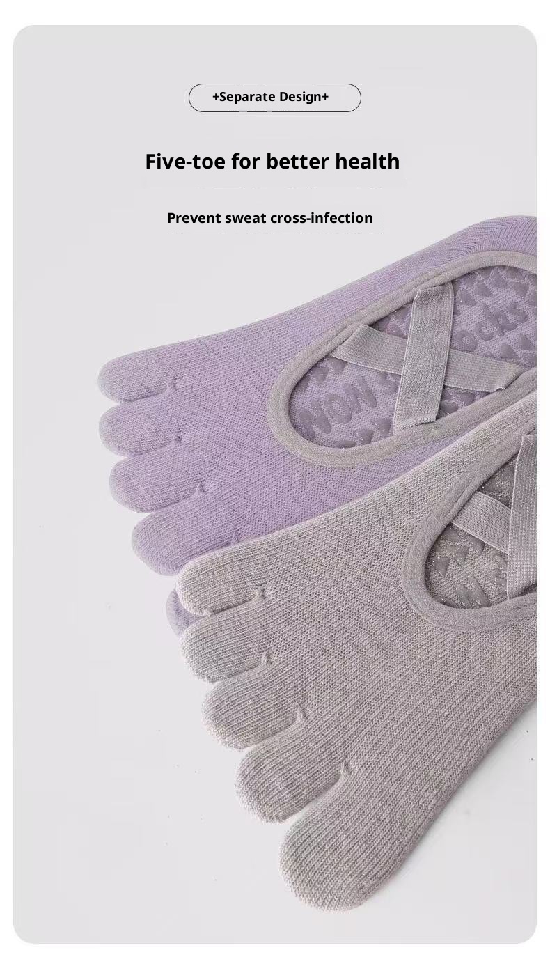 001 Yoga Five-Toe For Women Professional Non-Slip Breathable Sweat-Absorbing Pilates Sports Toe-Separating Floor Socks_voghion.com