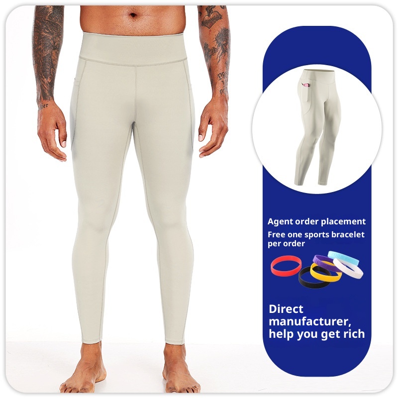 001 Herren Shark Lauf-Tight Yoga Marathon Kompressionshose mit hohem elastischem Bund für Leichtathletik_voghion.com